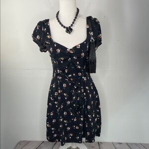 Abercrombie & Fitch Black Floral Mini Dress size Small Y2K